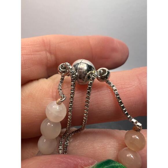 Mixed moonstone sterling silver bolo necklace - Picture 9 of 11